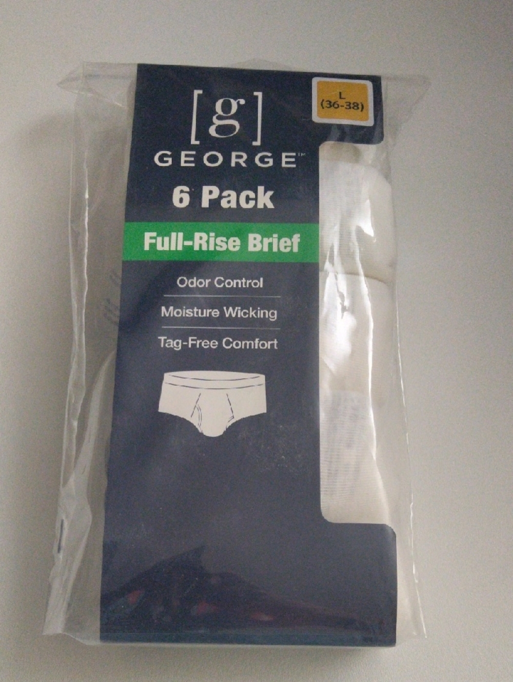 George 6-Pack Full-Rise Briefs White Size L 36-38 New